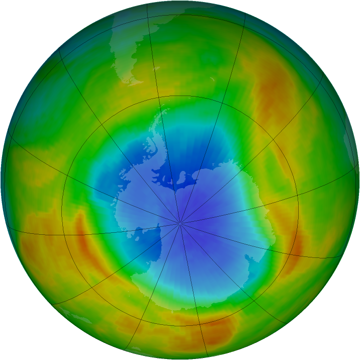 Antarctic ozone map for 28 October 1982